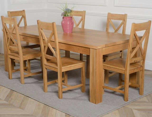 Rackhams Dakota Extra Large Oak Dining Table with Berkeley Oak Chairs - Natural Oak - 6 chairs - image 1