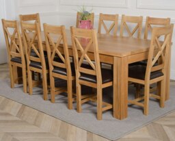 Rackhams Dakota Extra Large Oak Dining Table with Berkeley Oak Chairs - Natural Oak - 6 chairs - thumbnail 6