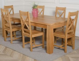 Rackhams Dakota Extra Large Oak Dining Table with Berkeley Oak Chairs - Natural Oak - 6 chairs - thumbnail 1