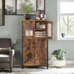 Rackhams Multipurpose Kitchen Sideboard Buffet Cabinet With Doors Rustic Brown - thumbnail 6