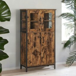 Rackhams Multipurpose Kitchen Sideboard Buffet Cabinet With Doors Rustic Brown