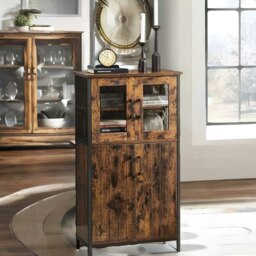Rackhams Multipurpose Kitchen Sideboard Buffet Cabinet With Doors Rustic Brown - thumbnail 4