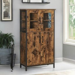 Rackhams Multipurpose Kitchen Sideboard Buffet Cabinet With Doors Rustic Brown - thumbnail 2