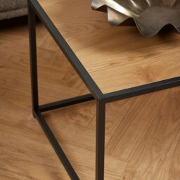 Rackhams Seaford Black Metal Coffee Table with Oak Top - Black and Natural - Brown - 50 - thumbnail 6