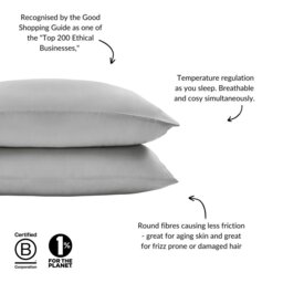 Rackhams Eucalyptus Silk Pillowcase Pair - Grey - Regular - Grey - Oxford - thumbnail 4