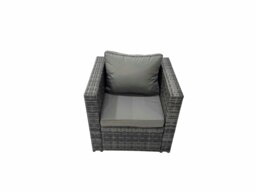 Rackhams Garden Rattan Furniture Set 10 Seater Outdoor Corner Sofa 2 Chair Gas Fire Pit Dining Table Set with 2 Small Stools Dark Grey - thumbnail 6