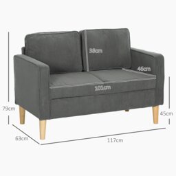 Rackhams 2 Seater Sofa with Under Seat Storage for Small Spaces - Grey - Polyester - 2 Seater - thumbnail 3