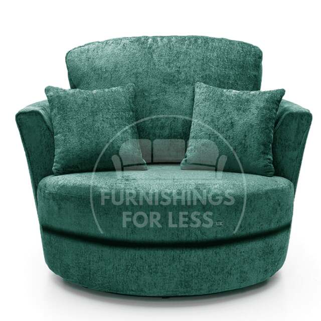 Rackhams Monaco Chenille Fabric Swivel Chair - Teal - image 1