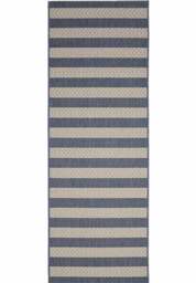 Rackhams County Stripe Blue Rug – Indoor & Outdoor - 67X300 cm - thumbnail 1