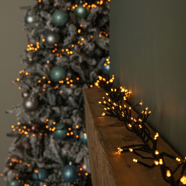 Rackhams 18.5m 1440 LED Christmas Cluster Multi-Action String Lights with Timer in Vintage Gold - image 1