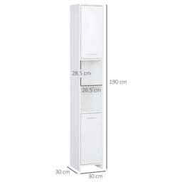 Rackhams Tall Bathroom Storage Cabinet with Three-position Adjustable Shelves For Neutral Style, Hallway White - thumbnail 3