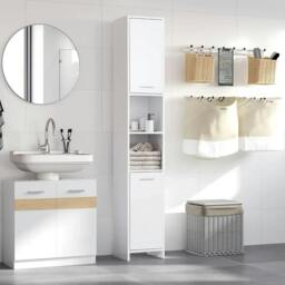Rackhams Tall Bathroom Storage Cabinet with Three-position Adjustable Shelves For Neutral Style, Hallway White - thumbnail 2