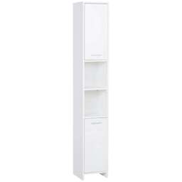 Rackhams Tall Bathroom Storage Cabinet with Three-position Adjustable Shelves For Neutral Style, Hallway White - thumbnail 1