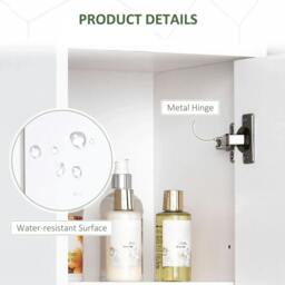 Rackhams Tall Bathroom Storage Cabinet with Three-position Adjustable Shelves For Neutral Style, Hallway White - thumbnail 5