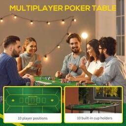 Rackhams SPORTNOW Foldable Poker Mat, 10-Player Table Top with Cup Holder, Carry Bag - Green - thumbnail 5