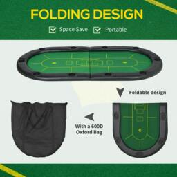 Rackhams SPORTNOW Foldable Poker Mat, 10-Player Table Top with Cup Holder, Carry Bag - Green - thumbnail 4