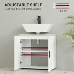 Rackhams Bathroom Vanity Unit, Under Sink Cabinet with Shelf, White - White - Particle board - Modern - thumbnail 5