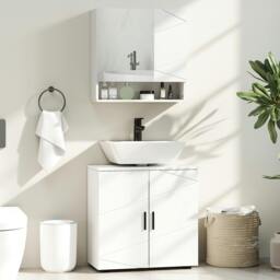 Rackhams Bathroom Vanity Unit, Under Sink Cabinet with Shelf, White - White - Particle board - Modern - thumbnail 1