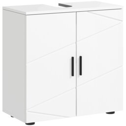 Rackhams Bathroom Vanity Unit, Under Sink Cabinet with Shelf, White - White - Particle board - Modern - thumbnail 2