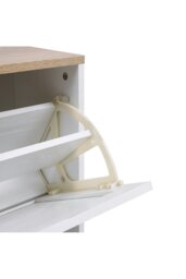 Rackhams Wooden 2 Drawer Flip Down Shoe Cabinet White - White - thumbnail 5
