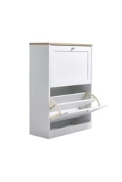 Rackhams Wooden 2 Drawer Flip Down Shoe Cabinet White - White - thumbnail 4