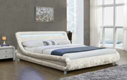 Rackhams Mallorca LED Crushed Velvet Bed Frame - Glamorous & Illuminated Comfort for Your Luxe Bedroom - Brown - 5ft - thumbnail 3