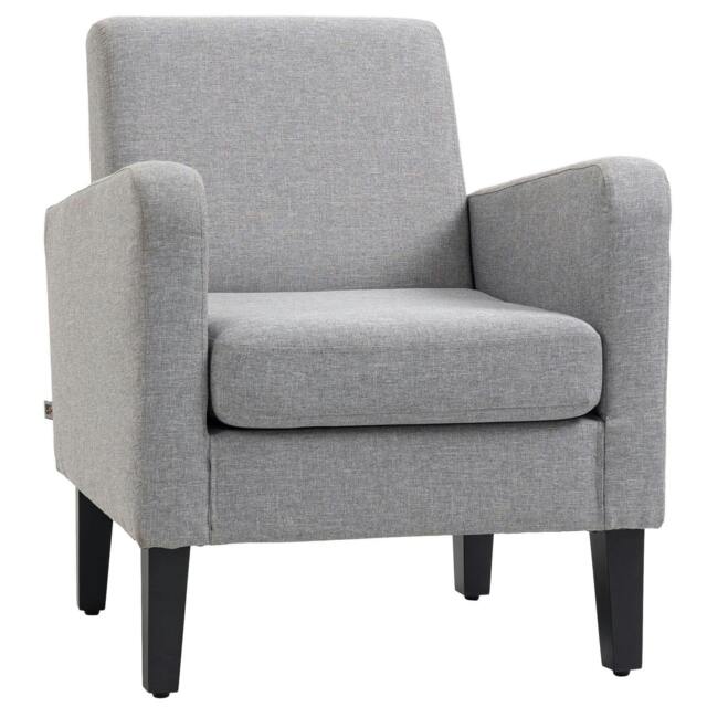 Rackhams Linen-Look Boxy Armchair - Light Grey - image 1