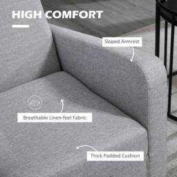 Rackhams Linen-Look Boxy Armchair - Light Grey - thumbnail 5