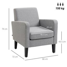 Rackhams Linen-Look Boxy Armchair - Light Grey - thumbnail 3