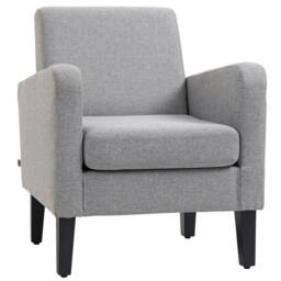Rackhams Linen-Look Boxy Armchair - Light Grey - thumbnail 1