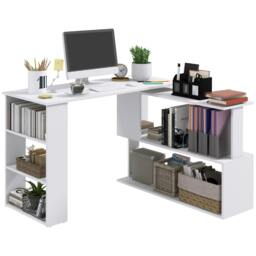 Rackhams Corner Computer Desk with Rotating Design and Bookshelf, White - thumbnail 2