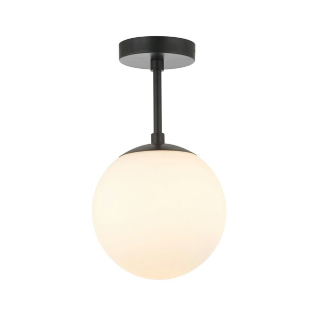 Rackhams Traditional Glass Globe IP44 Bathroom Ceiling Light Fixture in Matt Black - image 1