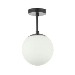Rackhams Traditional Glass Globe IP44 Bathroom Ceiling Light Fixture in Matt Black - thumbnail 2