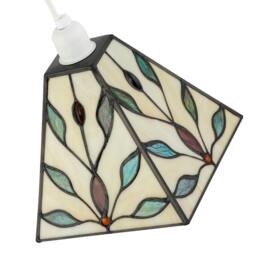 Rackhams Square Tiffany Glass Pendant Light Shade with Emerald Green Leaves - thumbnail 6