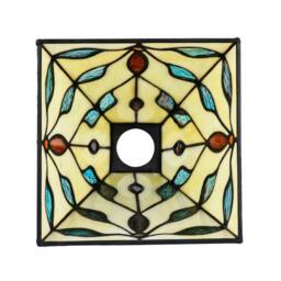 Rackhams Square Tiffany Glass Pendant Light Shade with Emerald Green Leaves - thumbnail 4