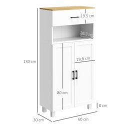 Rackhams Kitchen Cupboard Storage Cabinet with Drawer, Countertop, White - White - thumbnail 5