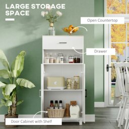 Rackhams Kitchen Cupboard Storage Cabinet with Drawer, Countertop, White - White - thumbnail 3