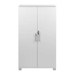 Rackhams Storage Cupboard Beech Wooden Filing Cabinet 2 shelves 2 Door Lockable Tall Office Organiser - White - Wood - 35cm(d)125cm(h)55cm(w)