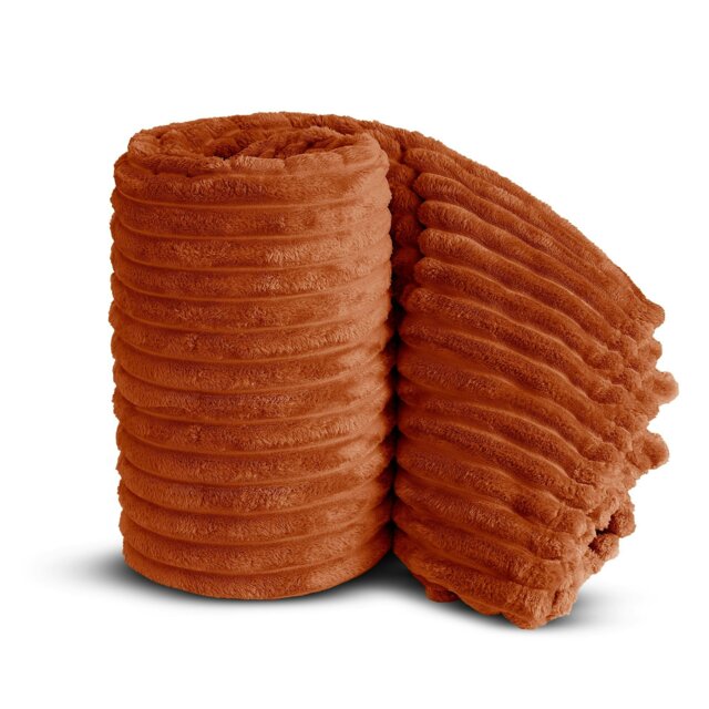 Rackhams Chunky Cord Super Soft Plush Heavy Blanket - 150cm x 200cm - Orange - image 1