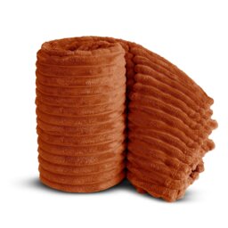 Rackhams Chunky Cord Super Soft Plush Heavy Blanket - 150cm x 200cm - Orange