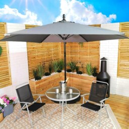 Rackhams 3m Hanging Banana Cantilever Garden Parasol with Cover in Grey - Outdoor Umbrella & Parasols - thumbnail 3
