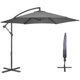 Rackhams 3m Hanging Banana Cantilever Garden Parasol with Cover in Grey - Outdoor Umbrella & Parasols - thumbnail 2