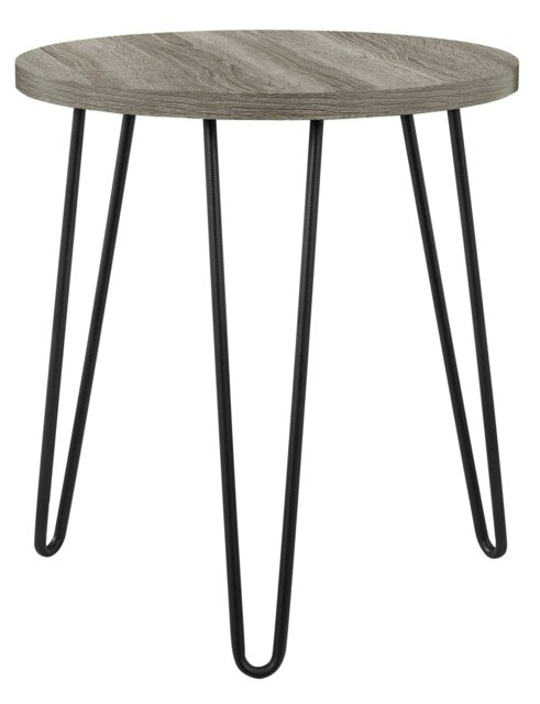Rackhams Owen Retro Round End Table in Distressed Grey Oak - Grey - image 1