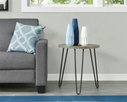 Rackhams Owen Retro Round End Table in Distressed Grey Oak - Grey - thumbnail 3