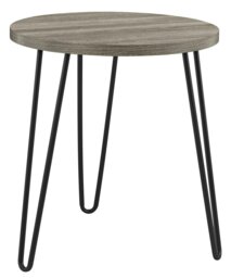 Rackhams Owen Retro Round End Table in Distressed Grey Oak - Grey - thumbnail 2