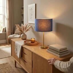 Rackhams Designer English Manor Blue Textured Linen Fabric Circular Lamp Shade - thumbnail 6
