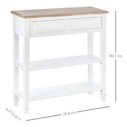 Rackhams Sacoso Wooden Natural Retro  Hallway Console Table With Drawer And Dual Shelves - thumbnail 3