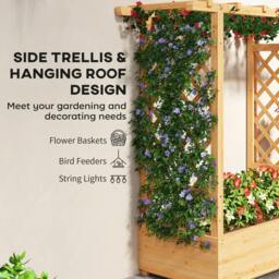 Rackhams Raised Bed for Garden with Trellis, 110 x 44 x 113 cm, Natural - thumbnail 5