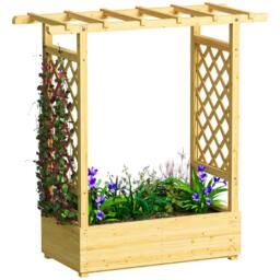 Rackhams Raised Bed for Garden with Trellis, 110 x 44 x 113 cm, Natural - thumbnail 2