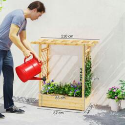 Rackhams Raised Bed for Garden with Trellis, 110 x 44 x 113 cm, Natural - thumbnail 3